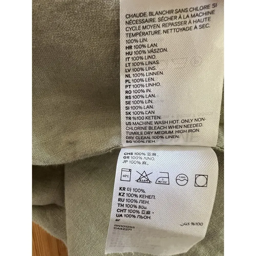 H&M HOME 100% Linen Duvet Cover Queen 88x92” Sage Green